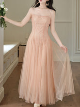 Load image into Gallery viewer, Balletcore Style Pink Mesh Flared Spaghetti Strap Maxi Dress