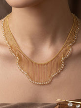 Load image into Gallery viewer, Edwardian Vintage Aquamarine Fringe Necklace - Antique Art Deco Silver Tassel Statement Choker for Women