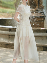 Load image into Gallery viewer, Cream Vintage Victorian Lace Maxi Dress
