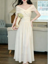 Load image into Gallery viewer, White Off Shoulder Sweetheart Vintage Wedding Maxi Dress
