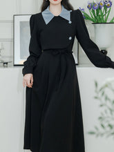 Load image into Gallery viewer, Black 1950S Windbreaker Dress With Blue Buttons