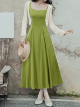 Load image into Gallery viewer, 2PS Green Strap 1950S Vintage Dress With Long Sleeve Cardigan