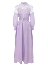Load image into Gallery viewer, Women's Gothic Black Semi-Sheer Lace Long Puff Sleeve Dress
