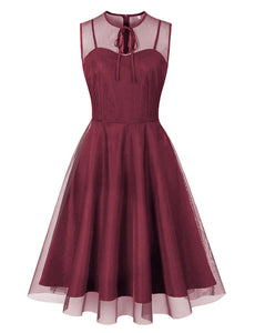 Nude Pink Mesh 1950S Vintage Swing Dress