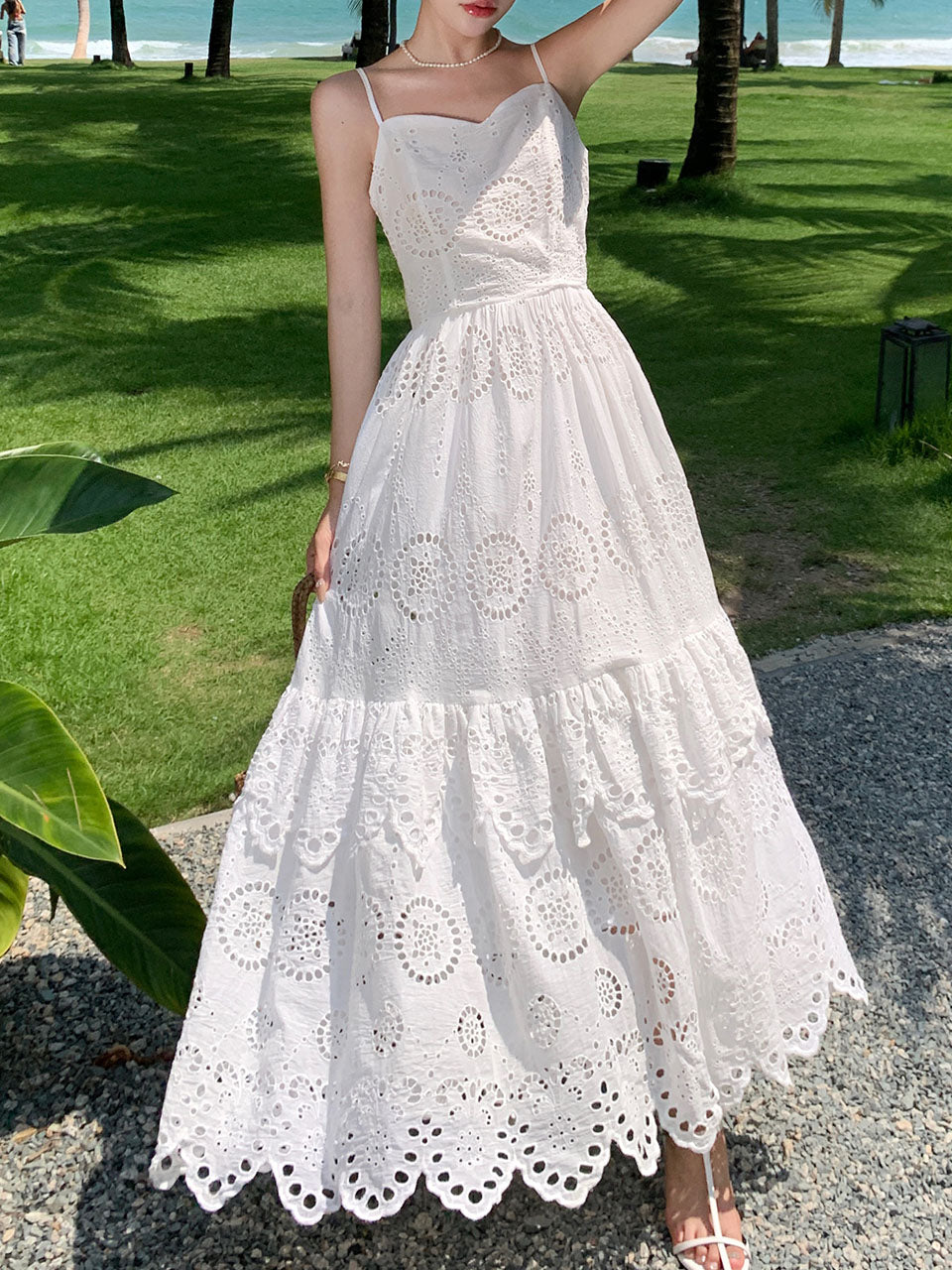Women's Bohemian White Bohemian Dress Maxi Dress