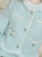 Load image into Gallery viewer, 2PS Green Long Sleeve Warm Coat With Suspender Skirt Vintage Suit