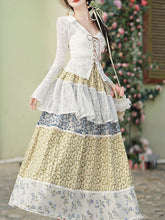 Load image into Gallery viewer, 1950S Vintage White Lace Top and Flowers Print Swing Skirt Vintage Cottagecore Outfits