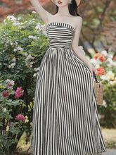 Load image into Gallery viewer, 1950S Hepburn Style Black and White Stripe Swing Dress For Women