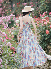 Load image into Gallery viewer, 2PS Ethereal Garden Party Floral Spaghetti Strap Dress with  Crochet Cover-Up