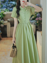 Load image into Gallery viewer, Green Plaid Short Sleeve 1950S Vintage Shirt Dress