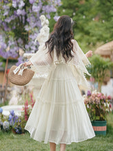 Load image into Gallery viewer, White Bohemian Embroidered Retro Maxi Dress 1970S Vintage Set