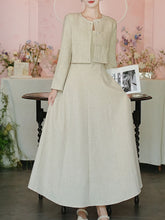 Load image into Gallery viewer, Apricot Linen Slip Dress with Crew Neck Coat