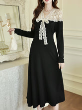 Load image into Gallery viewer, Classic White Lace Audrey Hepburn Style Black Dress