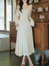 Load image into Gallery viewer, White Lace Ruffle Sleeve Sequined Fishtail Wedding Dress