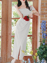 Load image into Gallery viewer, Sexy Red Off Shoulder Side Split Bodycon Dress