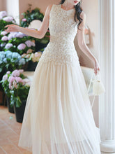 Load image into Gallery viewer, White Lace Patchwork Mesh Vintage Dress