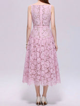 Load image into Gallery viewer, White Floral Sleeveless Boat Neck A-Line Wedding Lace Dress
