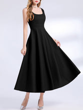 Load image into Gallery viewer, Red Satin V Neck Sleeveless Classic 1950S Vintage Sweet Party Dress