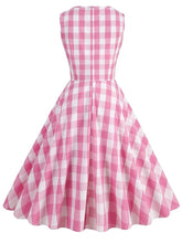 Load image into Gallery viewer, Pink And White Crew Neck Sleeveless Barbie Retro Dress
