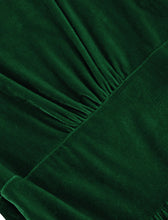 Load image into Gallery viewer, Christmas Green Square Collar Long Sleeve Velvet 1950S Vintage Swing Dress