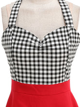 Load image into Gallery viewer, Red Plaid Halter Backless 1950S Vintage Swing Dress