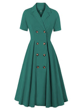 Load image into Gallery viewer, Red Polka Dots V Neck 1950S Vintage Swing Dress With Button