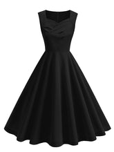 Load image into Gallery viewer, Dark Green V Neck Sleeveless Swing 1950S Vintage Dress
