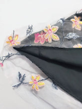 Load image into Gallery viewer, Black Floral Strap Lace 1950s Vintage Swing Dress