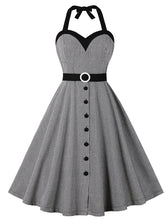 Load image into Gallery viewer, Grey Sweat Heart Halter Sleeveless 1950s Vintage Swing Dress