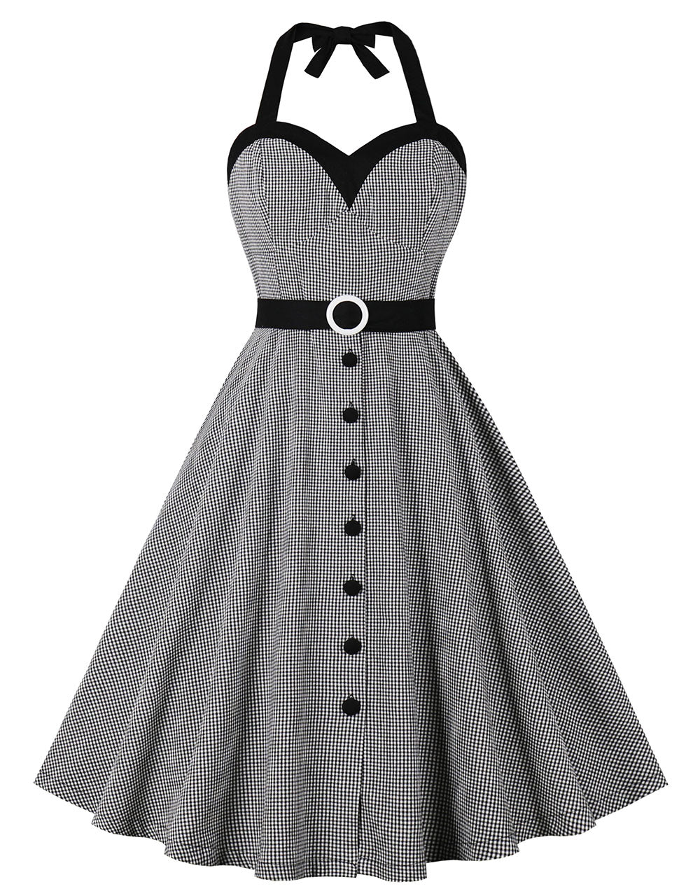 Grey Sweat Heart Halter Sleeveless 1950s Vintage Swing Dress