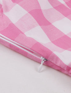 Barbie Pink And White Plaid V Neck 1950s Swing Dress