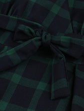 Load image into Gallery viewer, Emerald Green Plaid V Neck 1950s Swing Dress With Belt