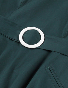 Peacock Blue Peter Pan Collar 1950s Vintage Swing Dress With Belt