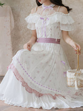 Load image into Gallery viewer, Elegant Victorian White Lace Off-Shoulder Dress