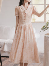 Load image into Gallery viewer, Apricot Sailor Collar Handmade Rosettes Vintage Dress