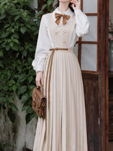 Load image into Gallery viewer, 3 Piece Brown Retro Suspender Dress with Apricot Shirt Blazer Suit