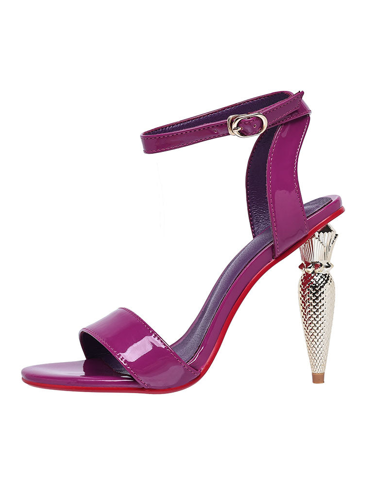 Purple Luxury Strap Bullet Heels Stiletto Sandals Vintage Shoes