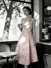 Load image into Gallery viewer, Pink Luxury 3D Rose Jacquard Off The Shoulder 1950s Vintage Party Gown