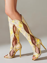 Load image into Gallery viewer, 10CM High Heel Hollow Design Peep-toe Sandals Boots