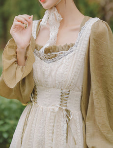 Light Green Victorian Dress with Balloon Sleeves