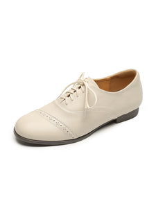 Women's Oxfords Pointed Toe Cowhide Leather Vintage Shoes