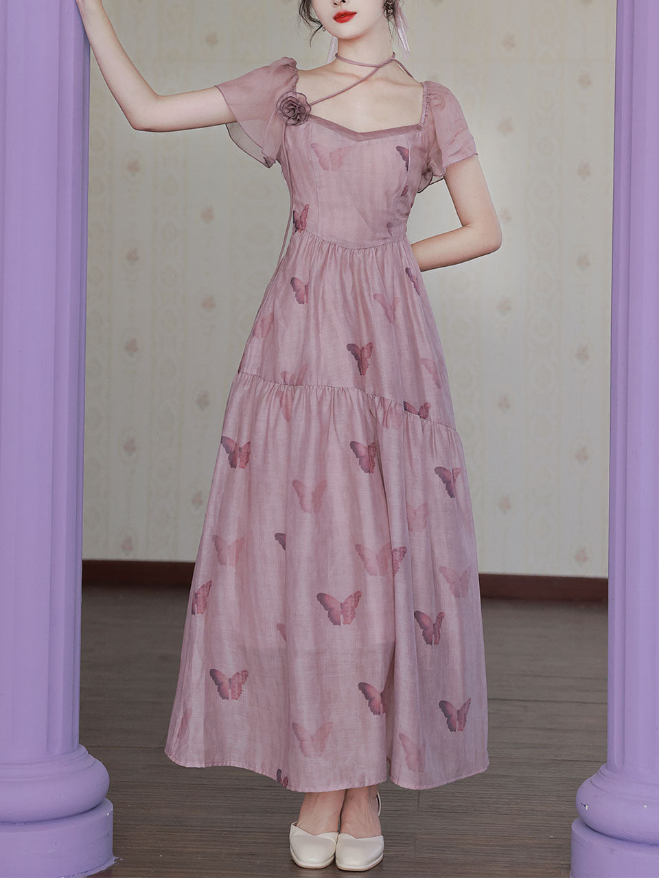 fitted lace wedding dress Alexandra Purple Dress and Wings, Lavender Butterfly Dress  Crystal and  Taylor