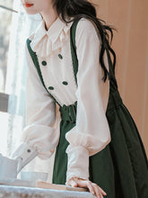 Load image into Gallery viewer, Dark Green Fake 2-Piece Vintage Preppy Vintage Dress