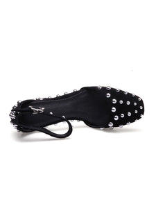 Women's Piont Toe Rivet Chunky Heel Sandals Leather Vintage Shoes