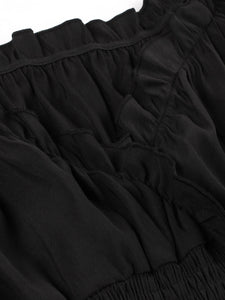 Black Ruffles Off Shoulder 1950S Vintage Swing Dress