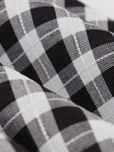 Black And White Plaid V Neck 1950S Vintage Dress