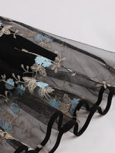 Load image into Gallery viewer, Black Semi Sheer Butterfly Lace Embroidered 1950S Vintage Dress