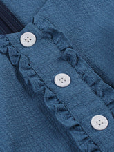 Load image into Gallery viewer, Blue Ruffles Crew Neck 1950S Vintage Swing Dress