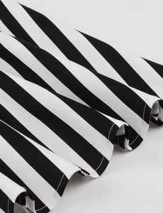 Beetlejuice Costume Halter Dress With Black and White Vertical Stripe