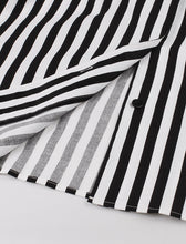 Load image into Gallery viewer, Beetlejuice Costume Turndown Collar 1960S Dress With Black and White Vertical Stripe